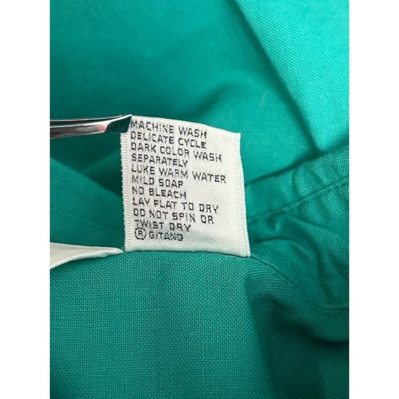Gitano Green Cotton Linen Button Up Pockets Women's Shirt Size Small Vintage 80s - Picture 7 of 7